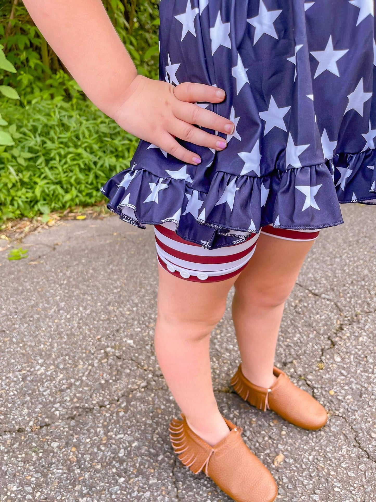 vintage red and white stripe button shorts