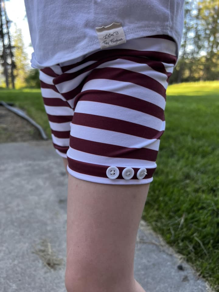vintage red and white stripe button shorts