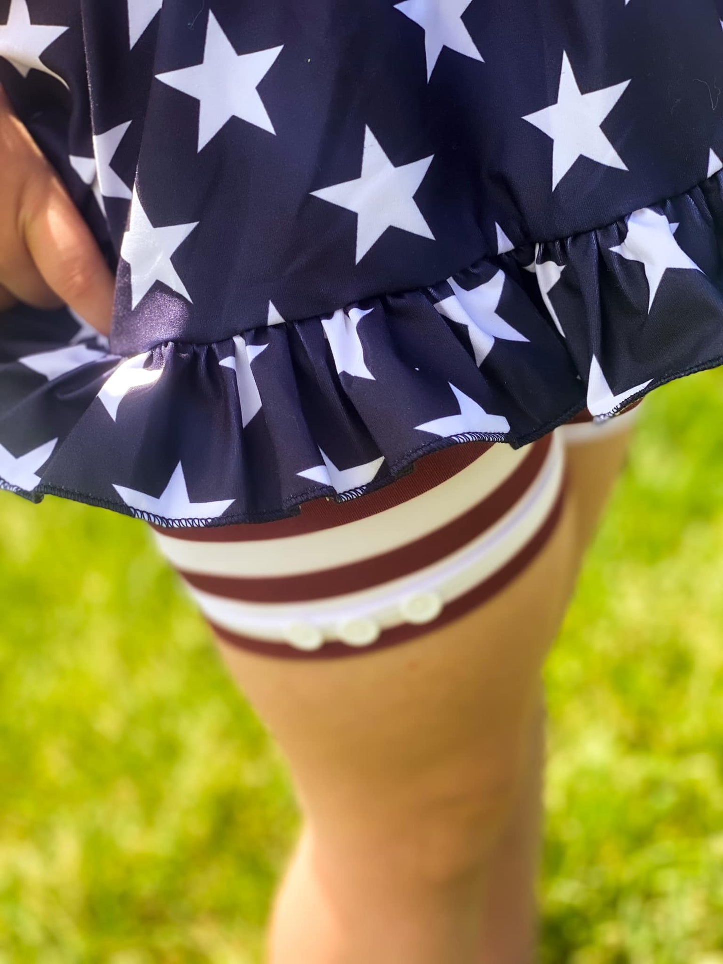 vintage red and white stripe button shorts