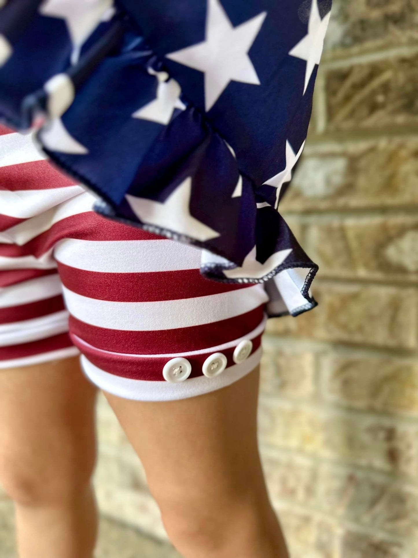 vintage red and white stripe button shorts