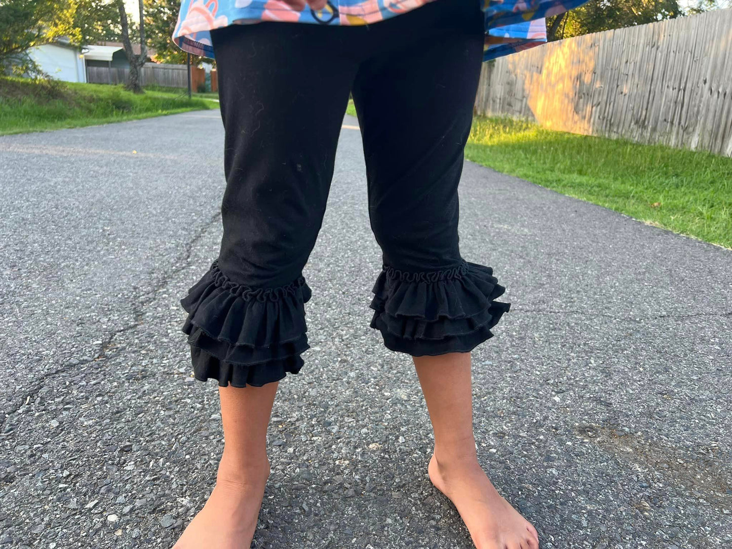 black triple bell capris