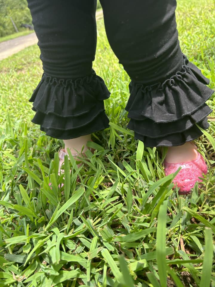 black triple bell capris