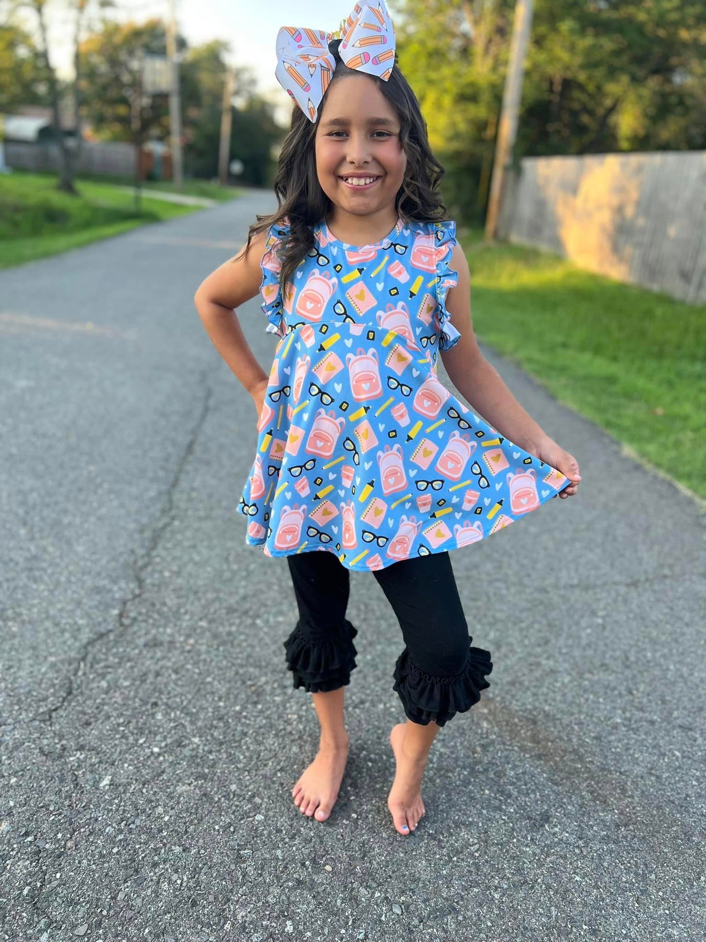 black triple bell capris