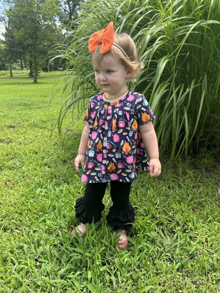black triple bell capris