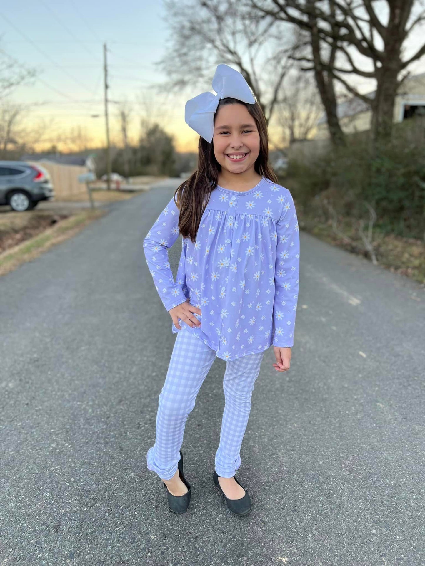 Lilac Daisy LS tinsley top