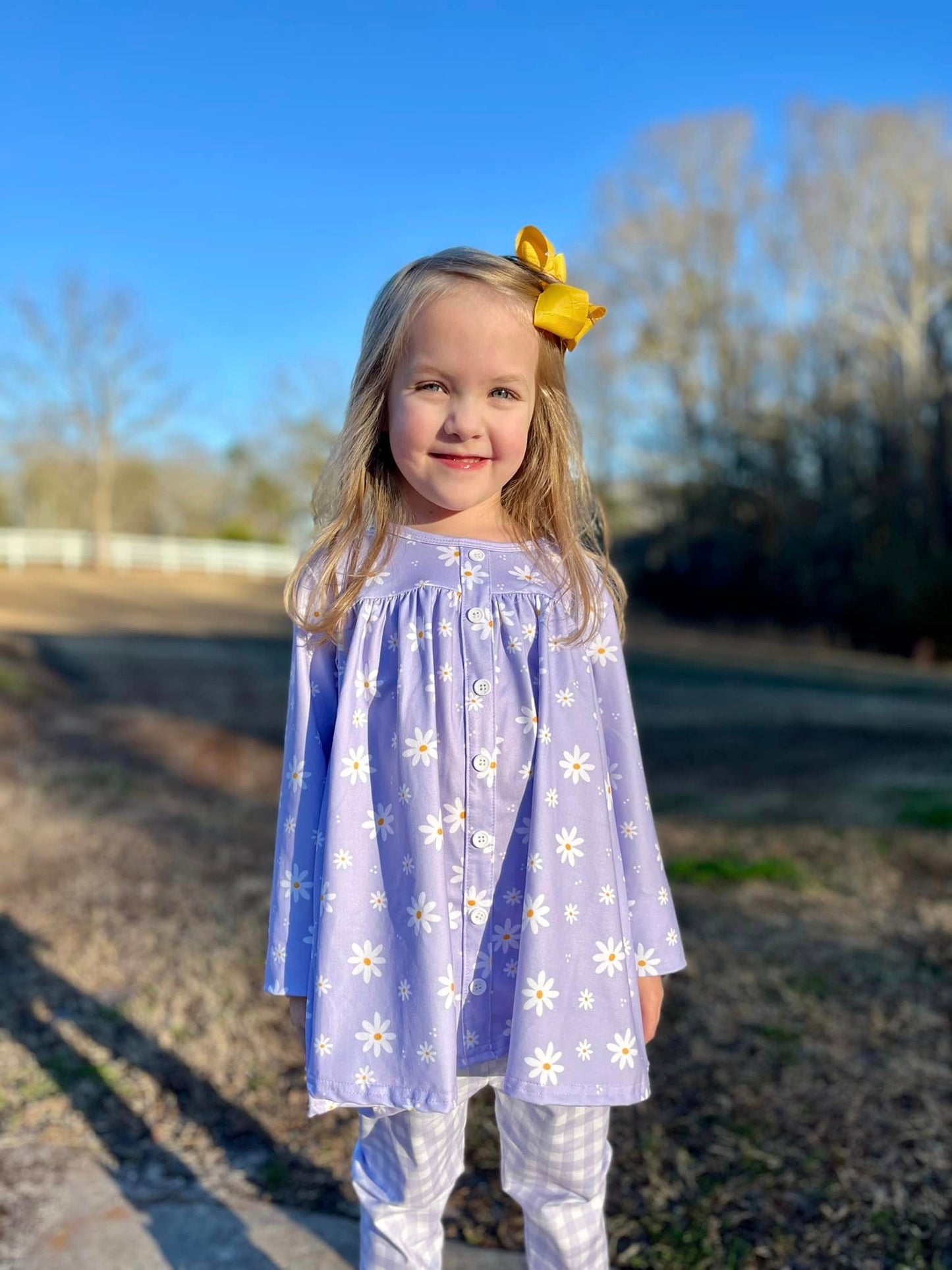 Lilac Daisy LS tinsley top