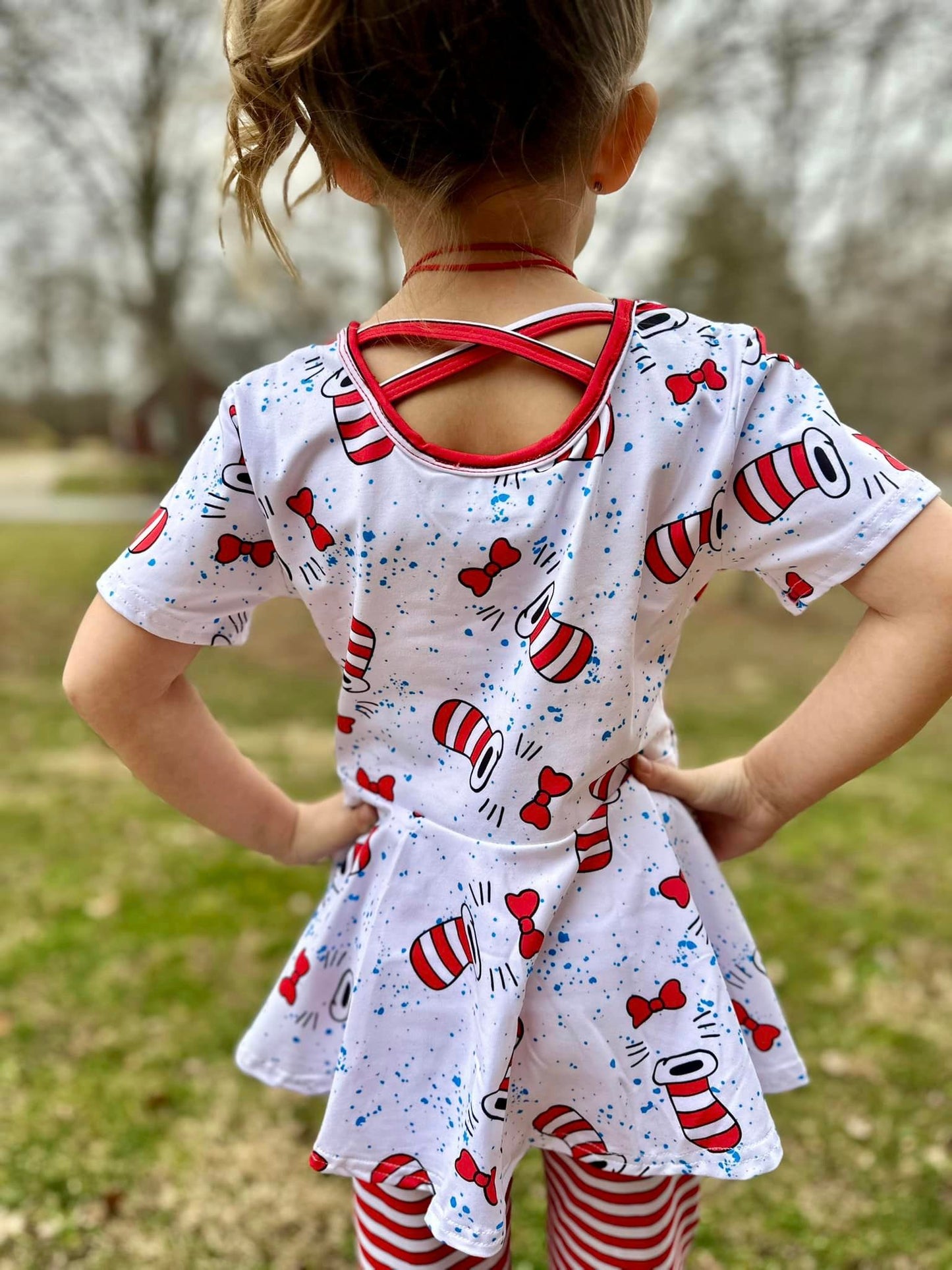 stripe hat twirl top