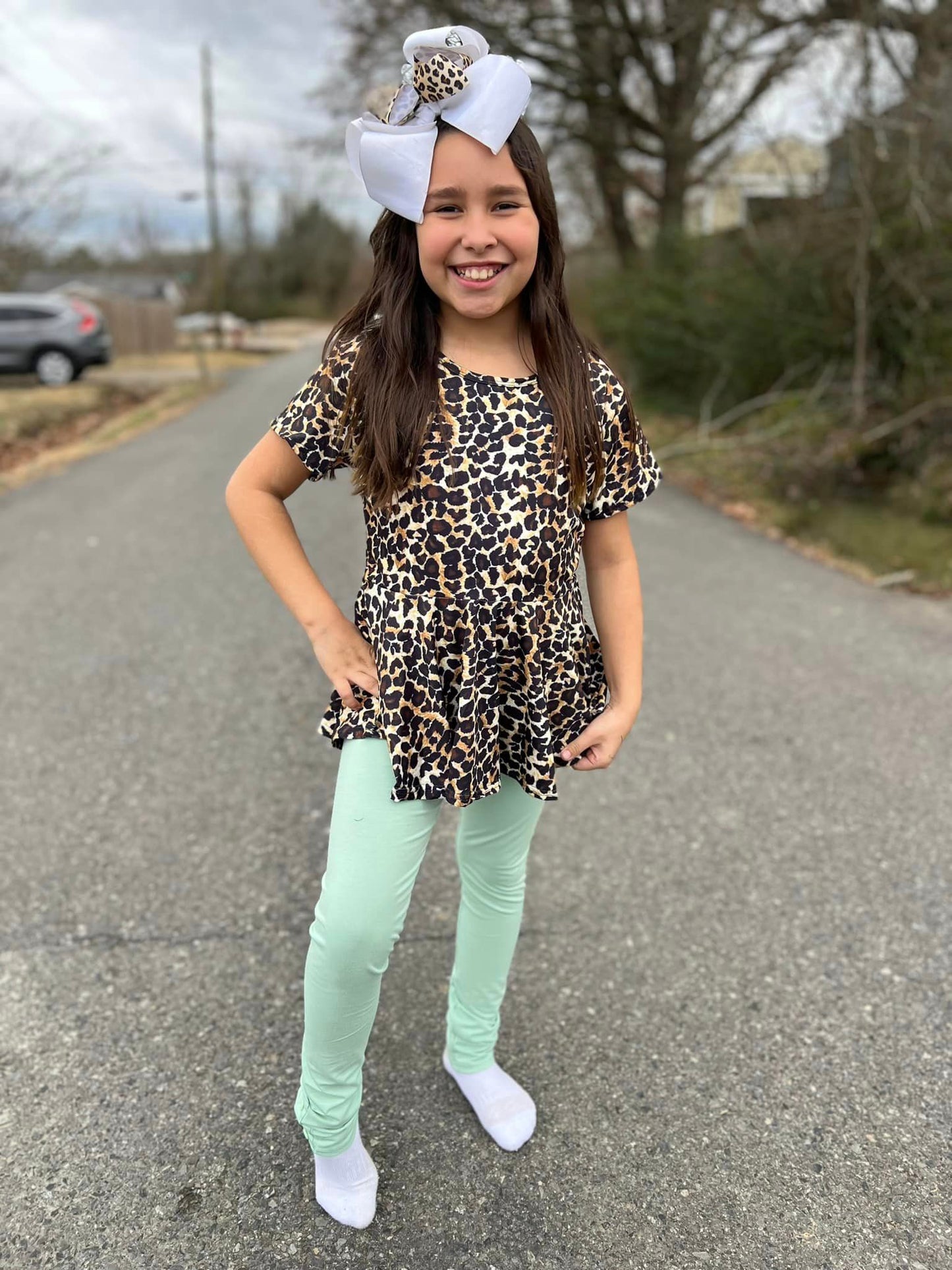 Leopard print twirl top