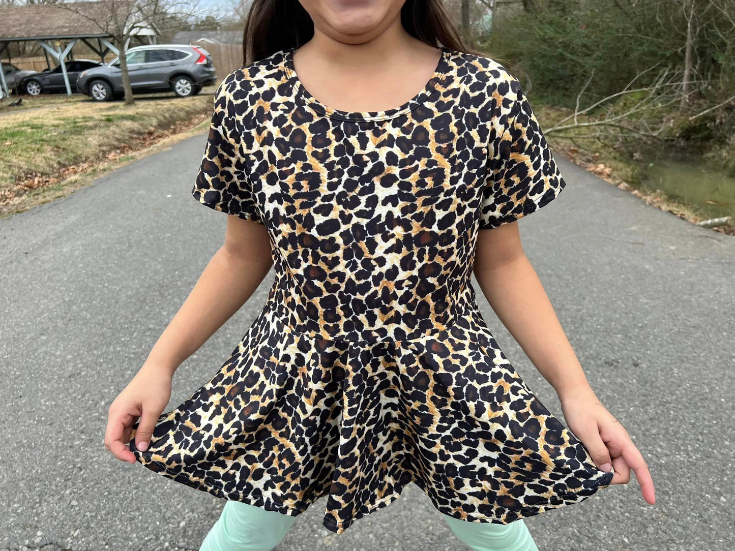 Leopard print twirl top