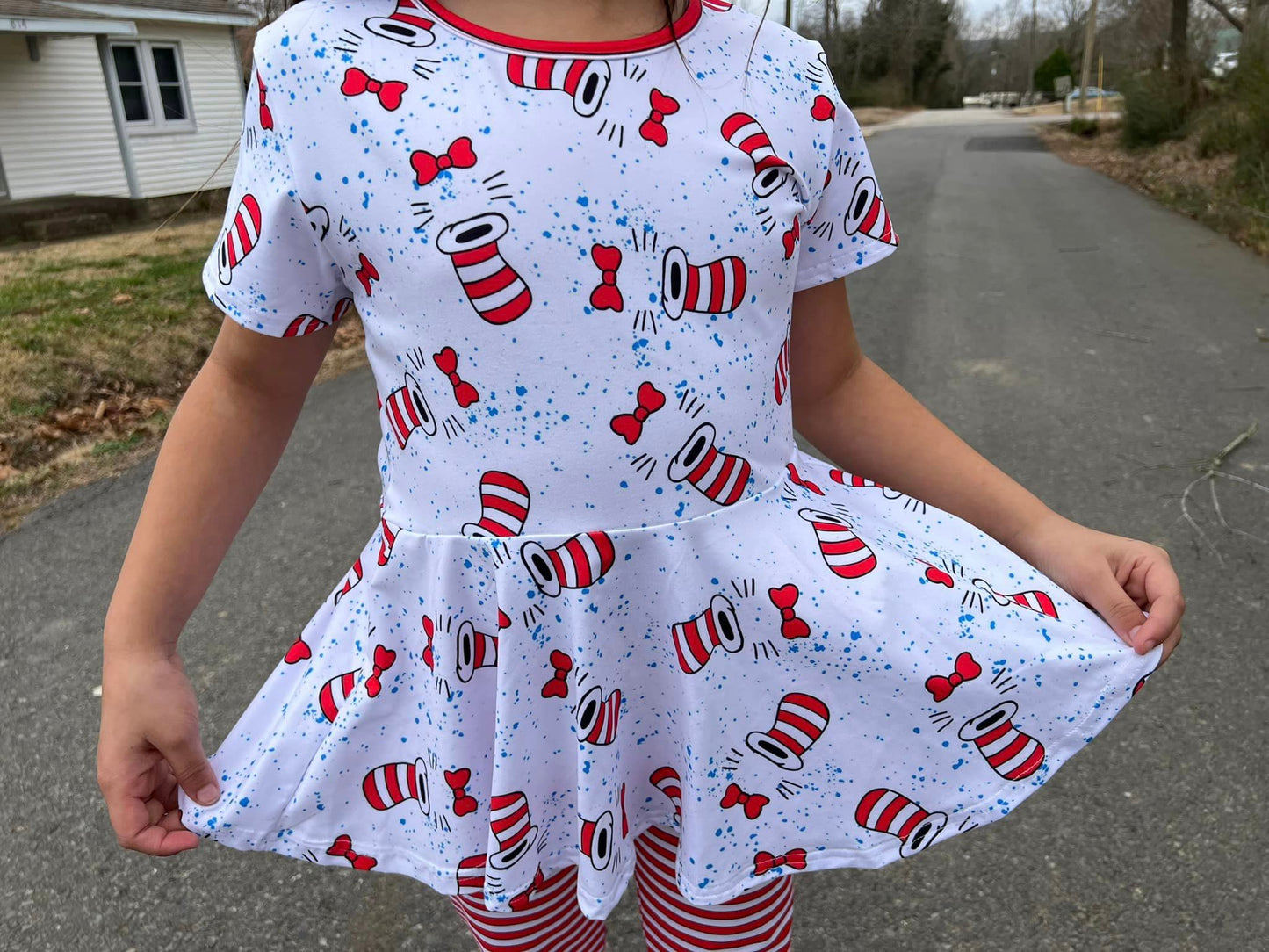 stripe hat twirl top