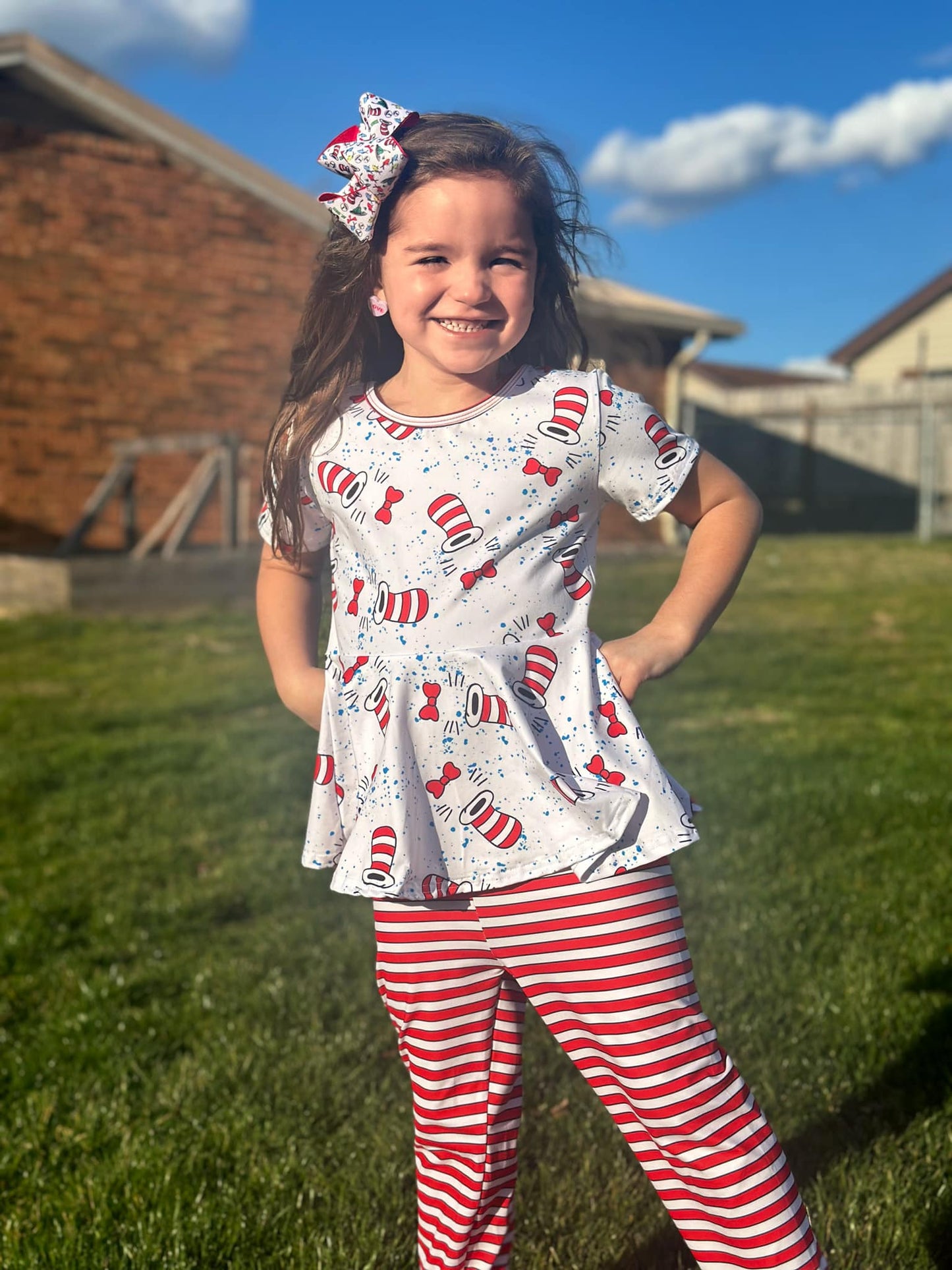 stripe hat twirl top