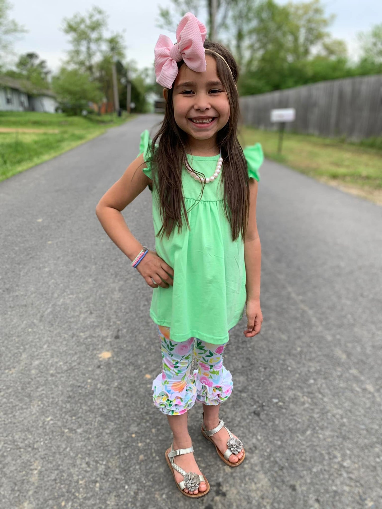 watercolor spring floral icing capris