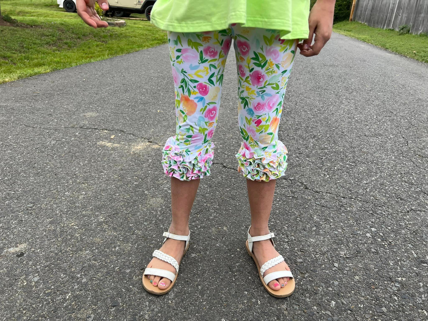watercolor spring floral icing capris