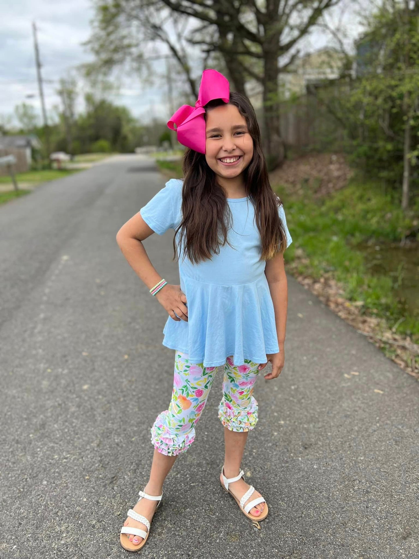 watercolor spring floral icing capris