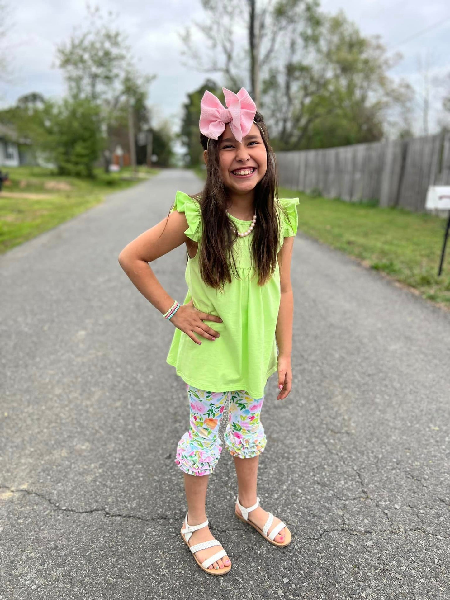 watercolor spring floral icing capris