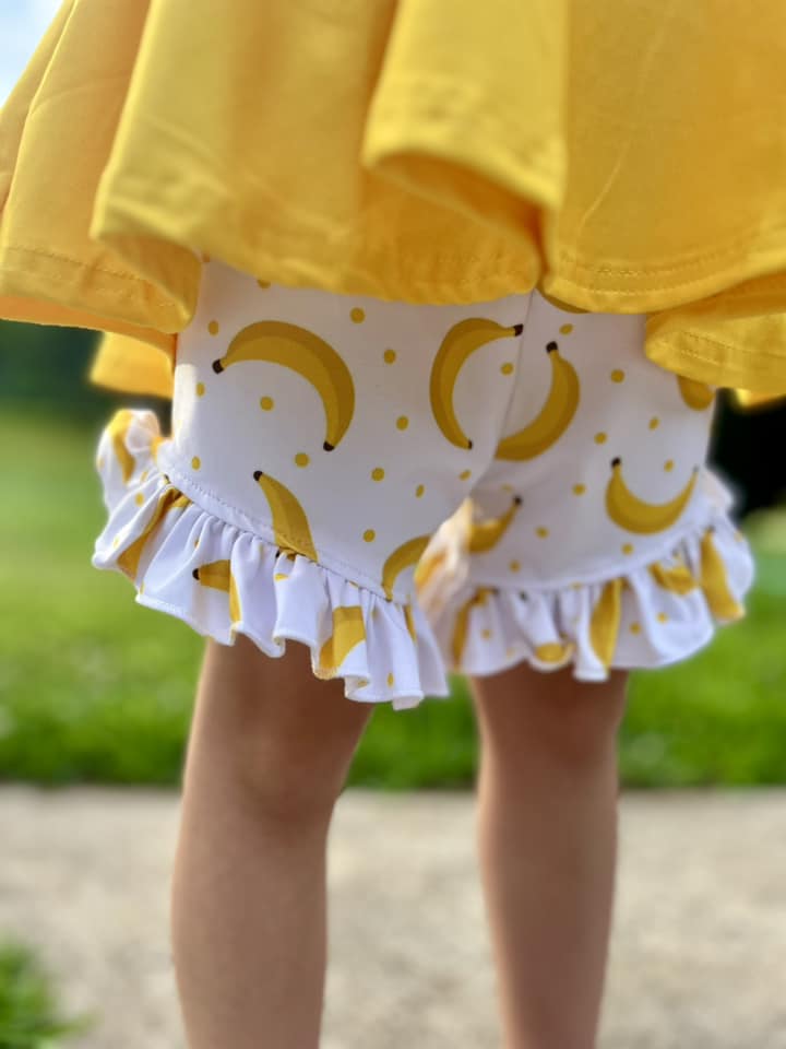 white polka dot banana shorties