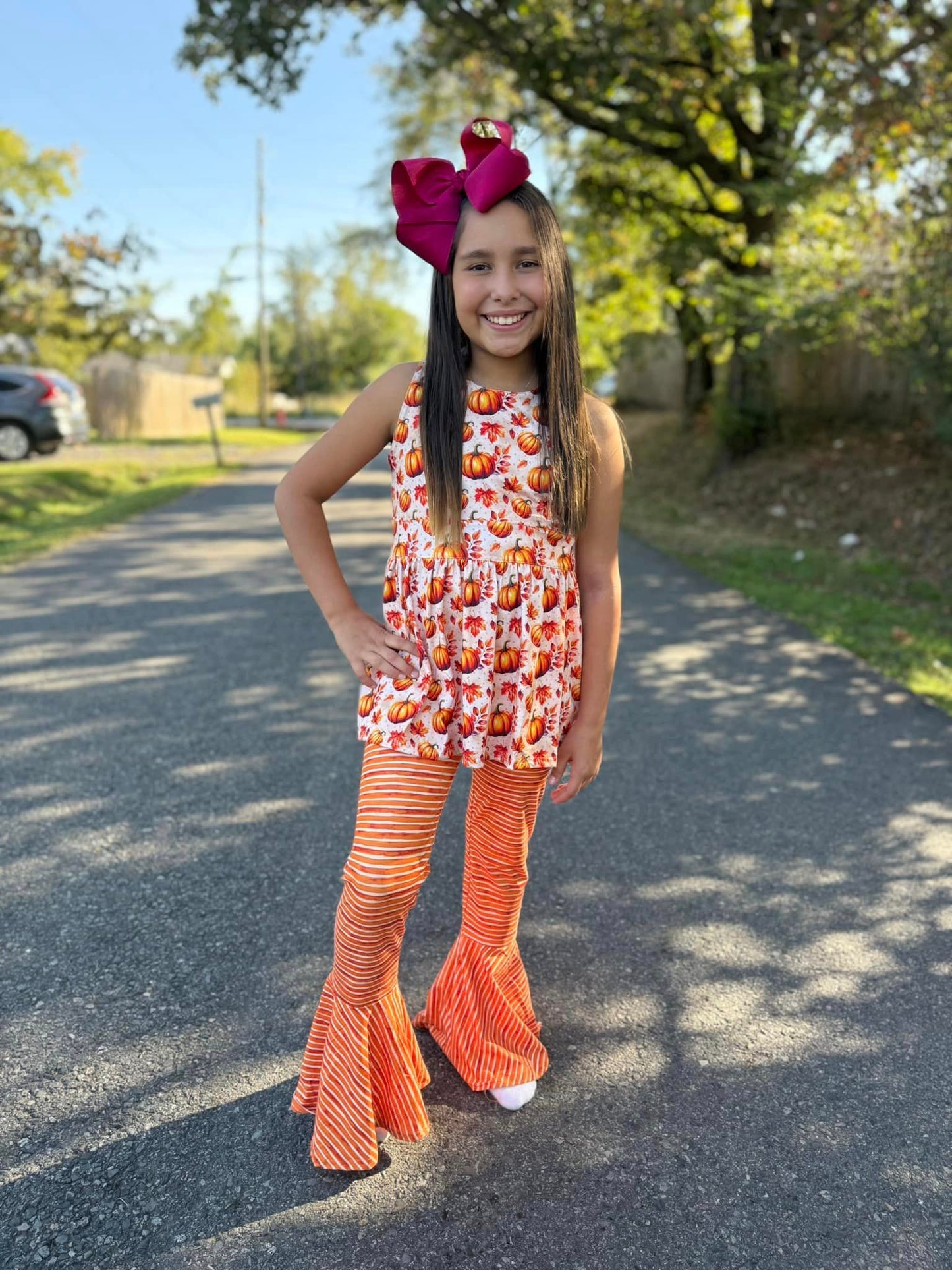 fall pumpkin cross back top