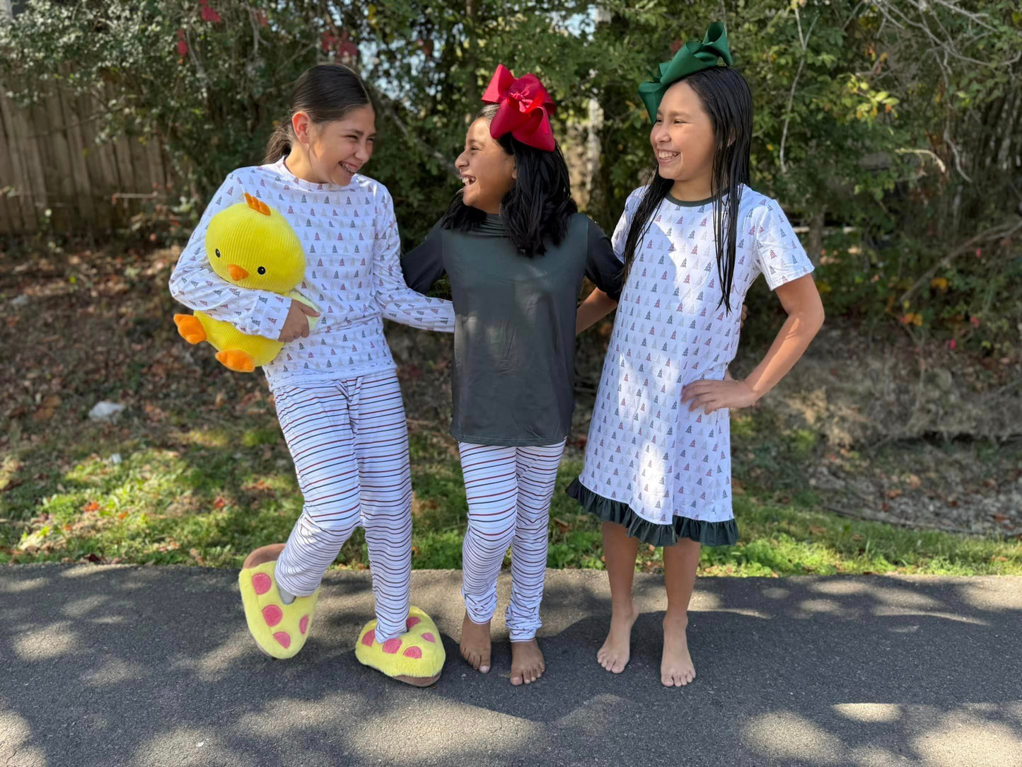 adult trees and stripes Christmas jammies