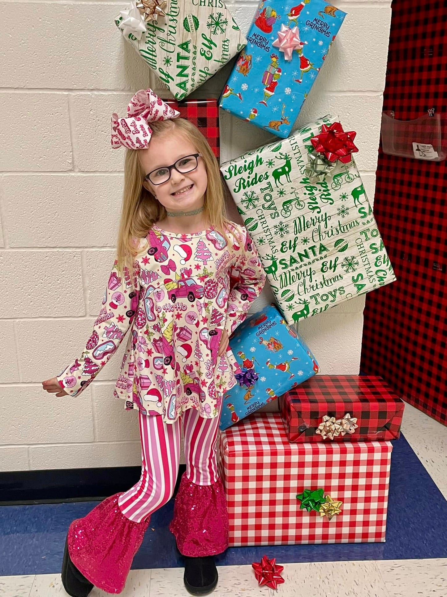 pink Christmas Allie top