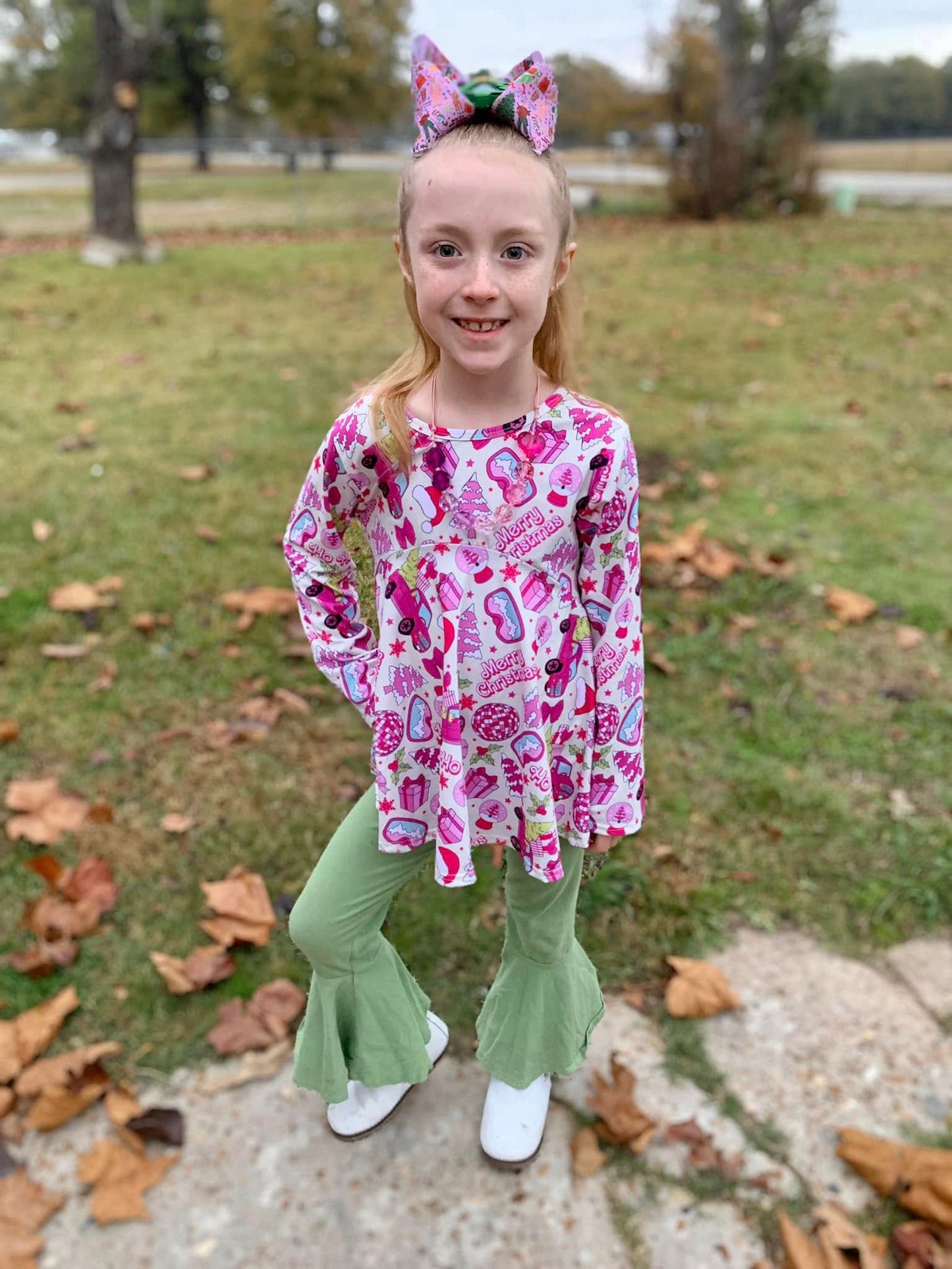 pink Christmas Allie top