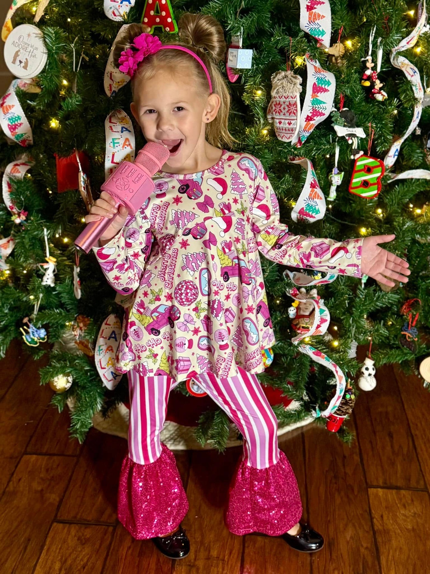 pink Christmas Allie top