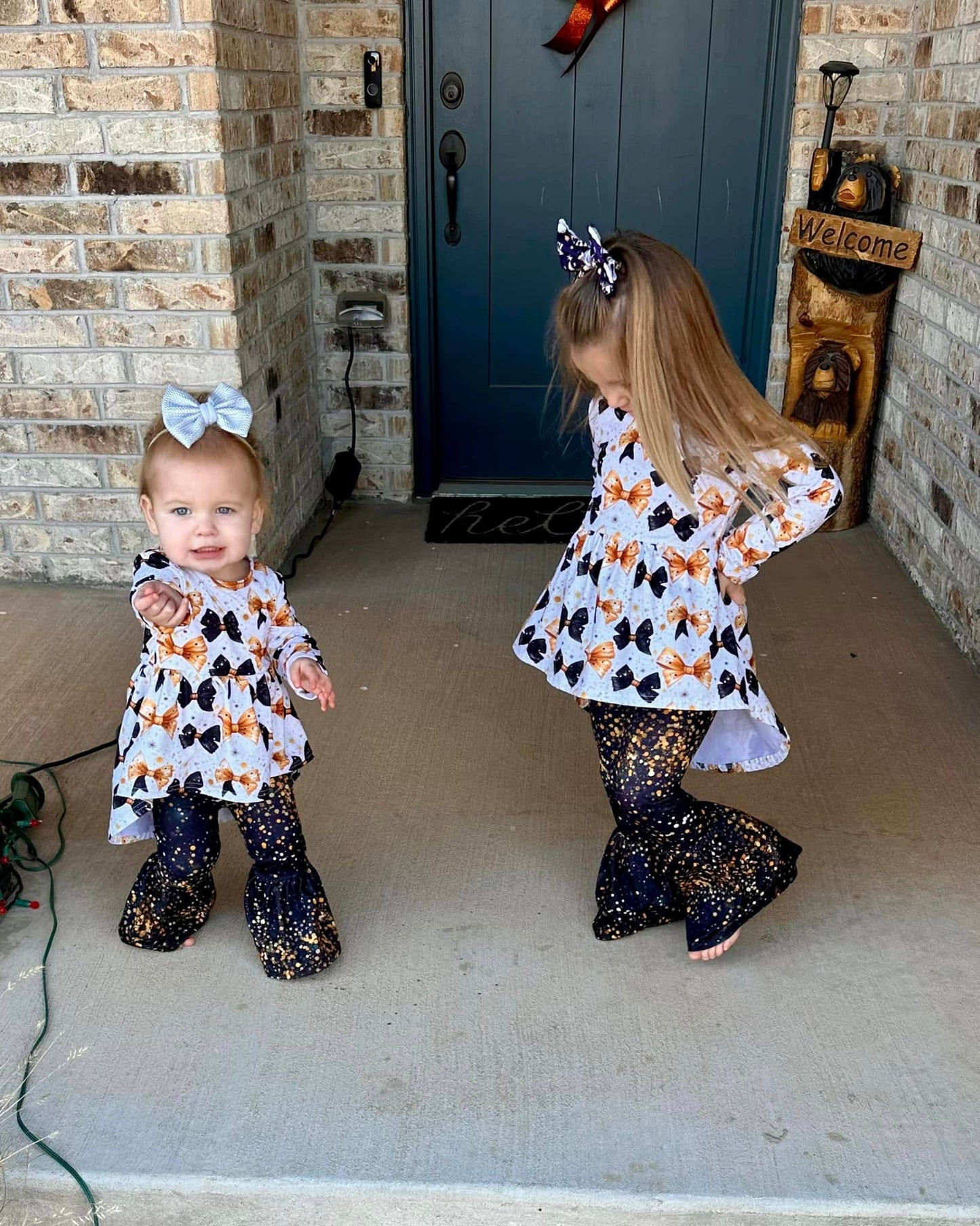 black with gold glitter bells