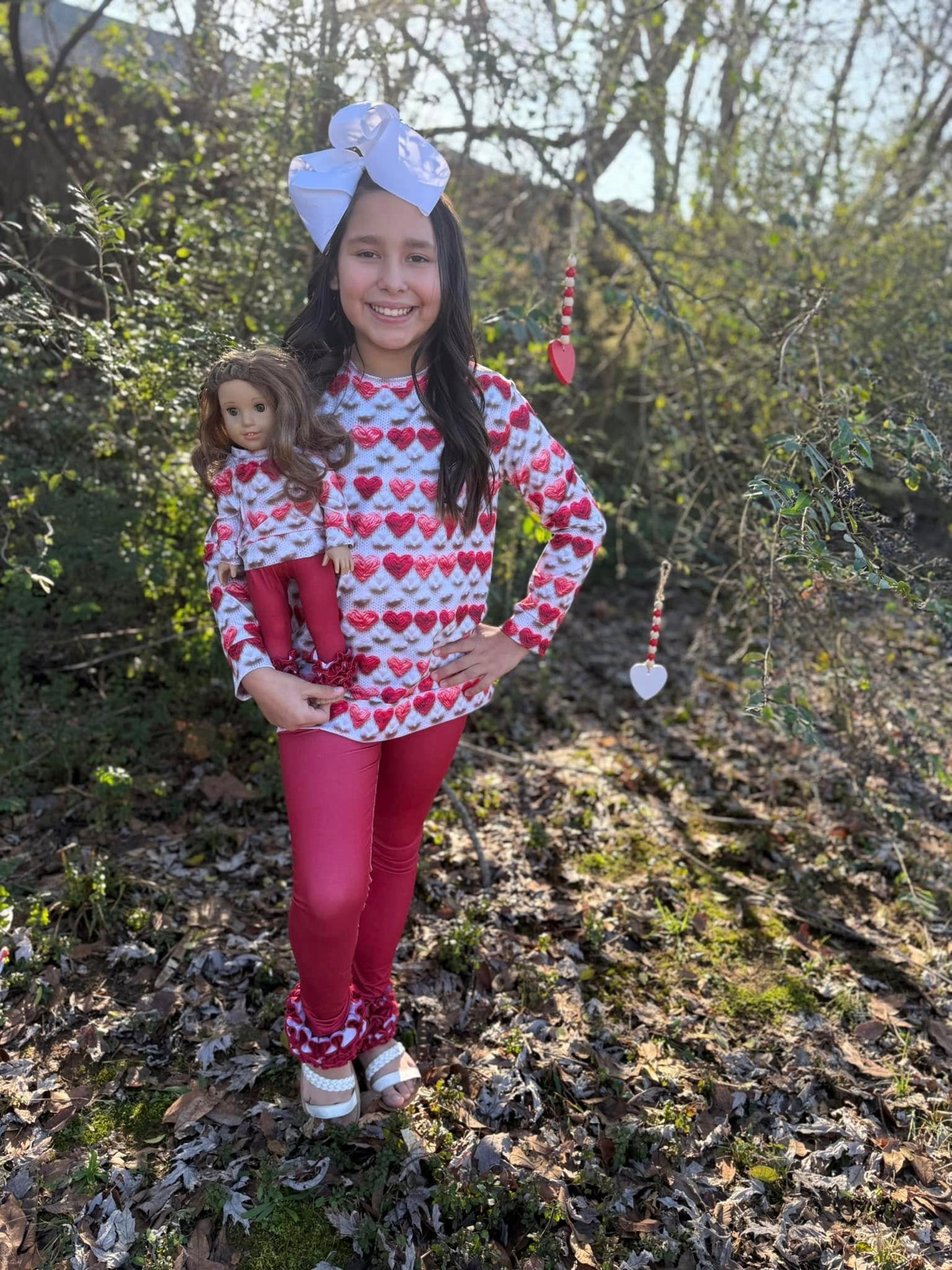 DOLL crochet hearts light sweater and scarlet red icing set