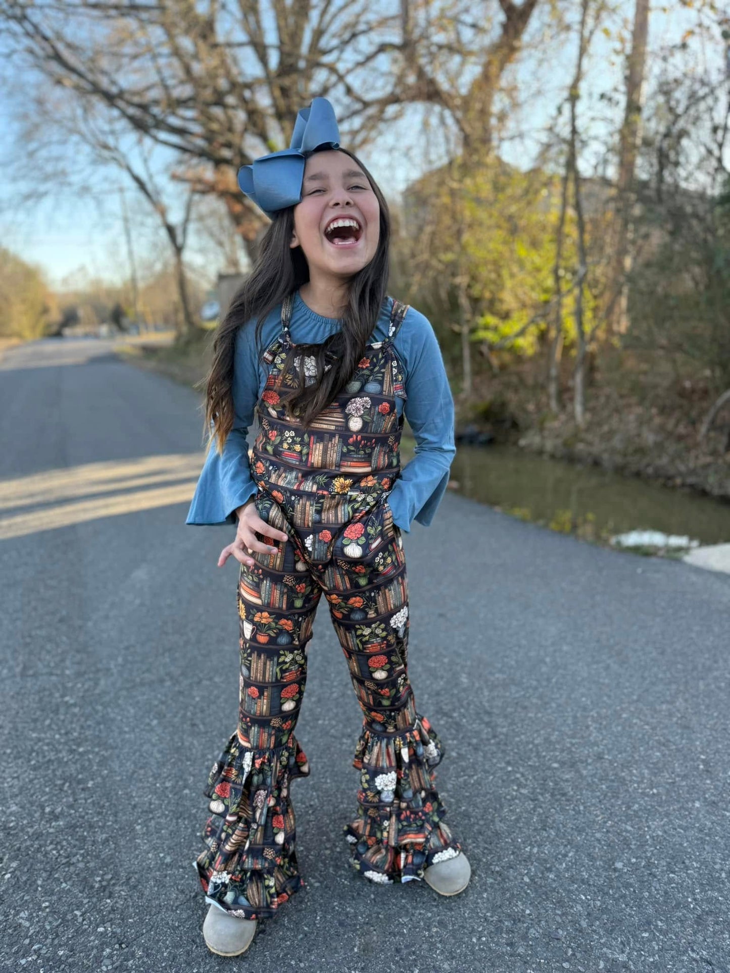 floral bookshelf triple bell romper