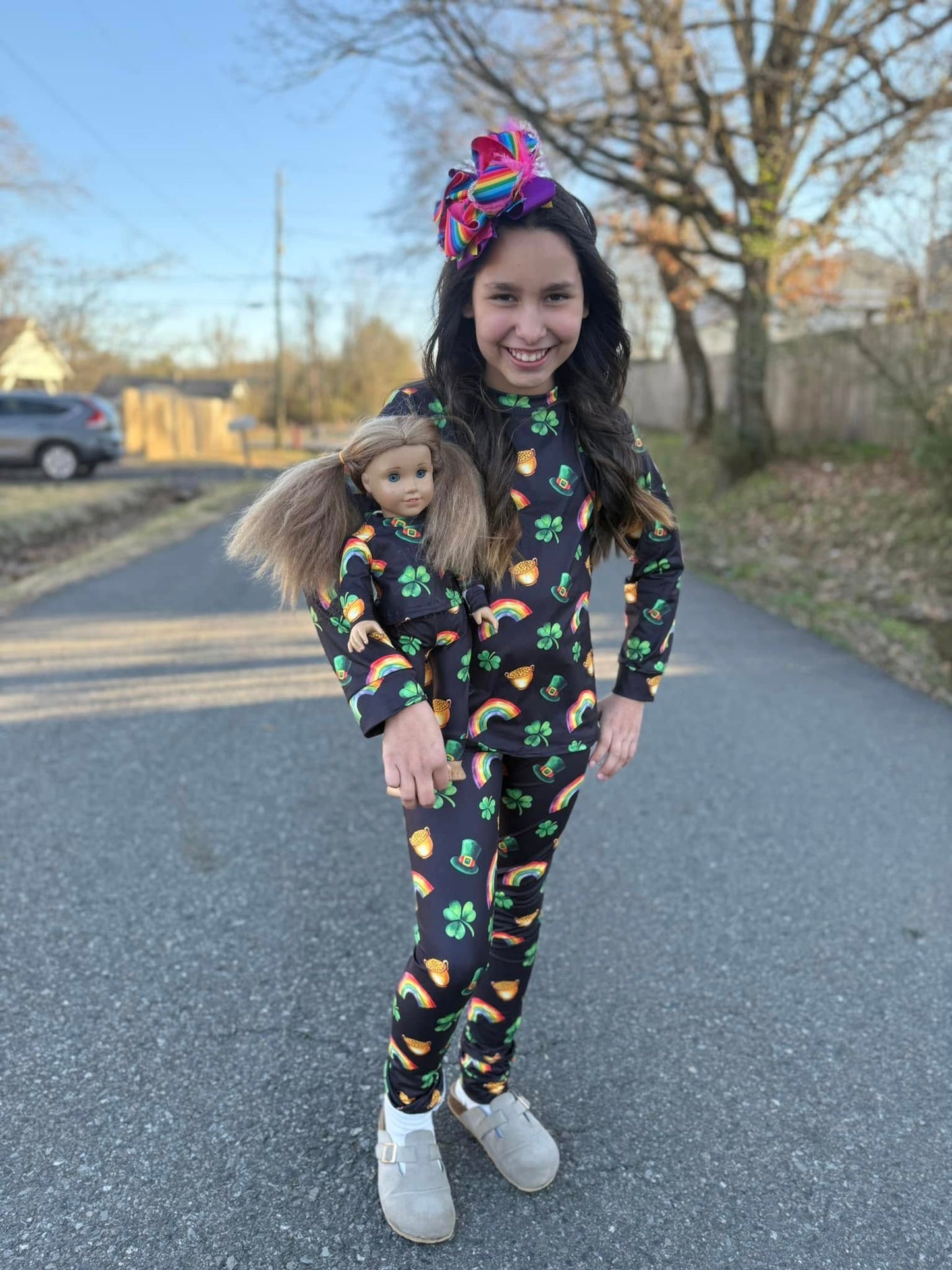 DOLL black st Patricks day jammies