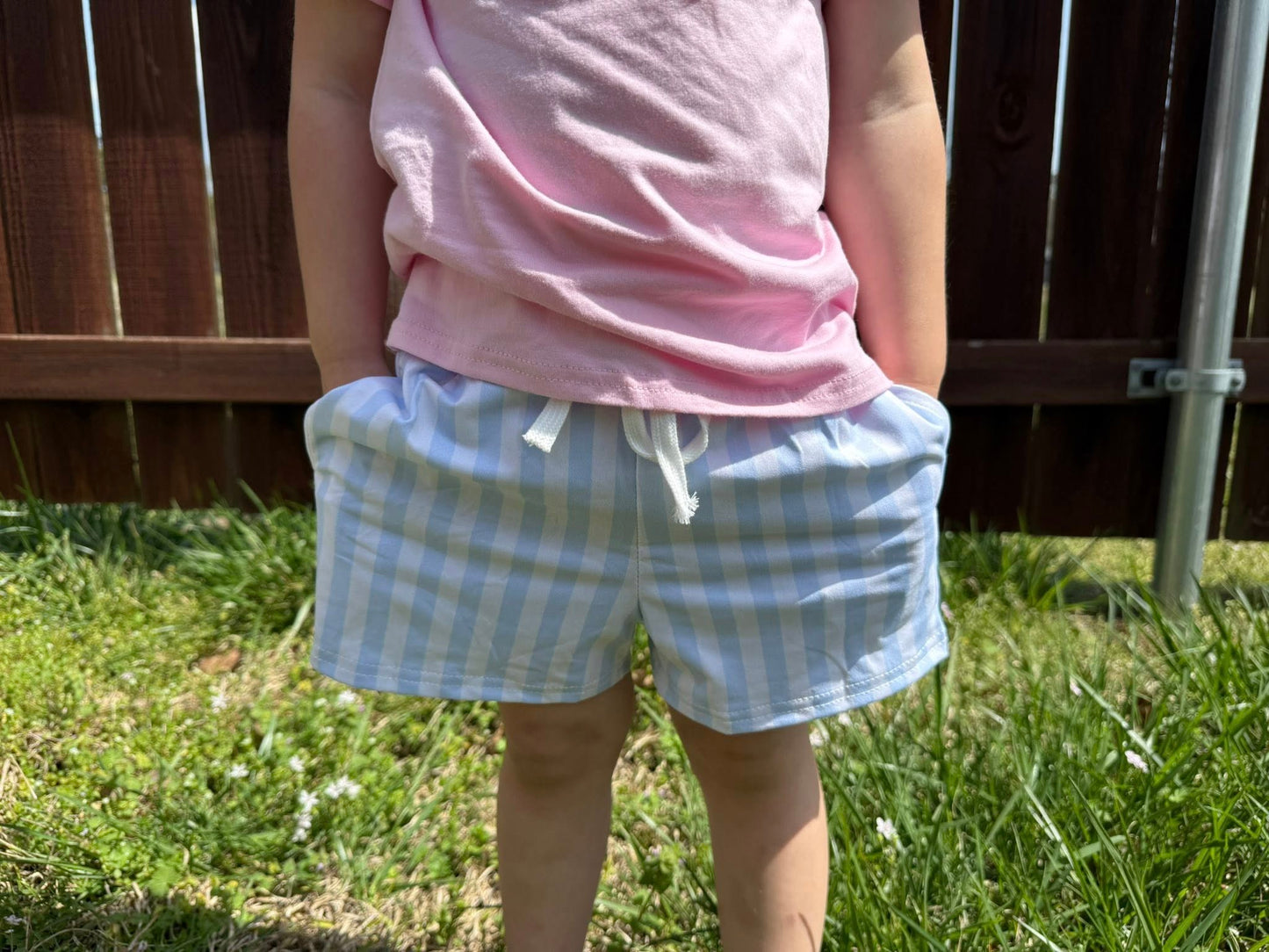 light blue stripes steele shorts