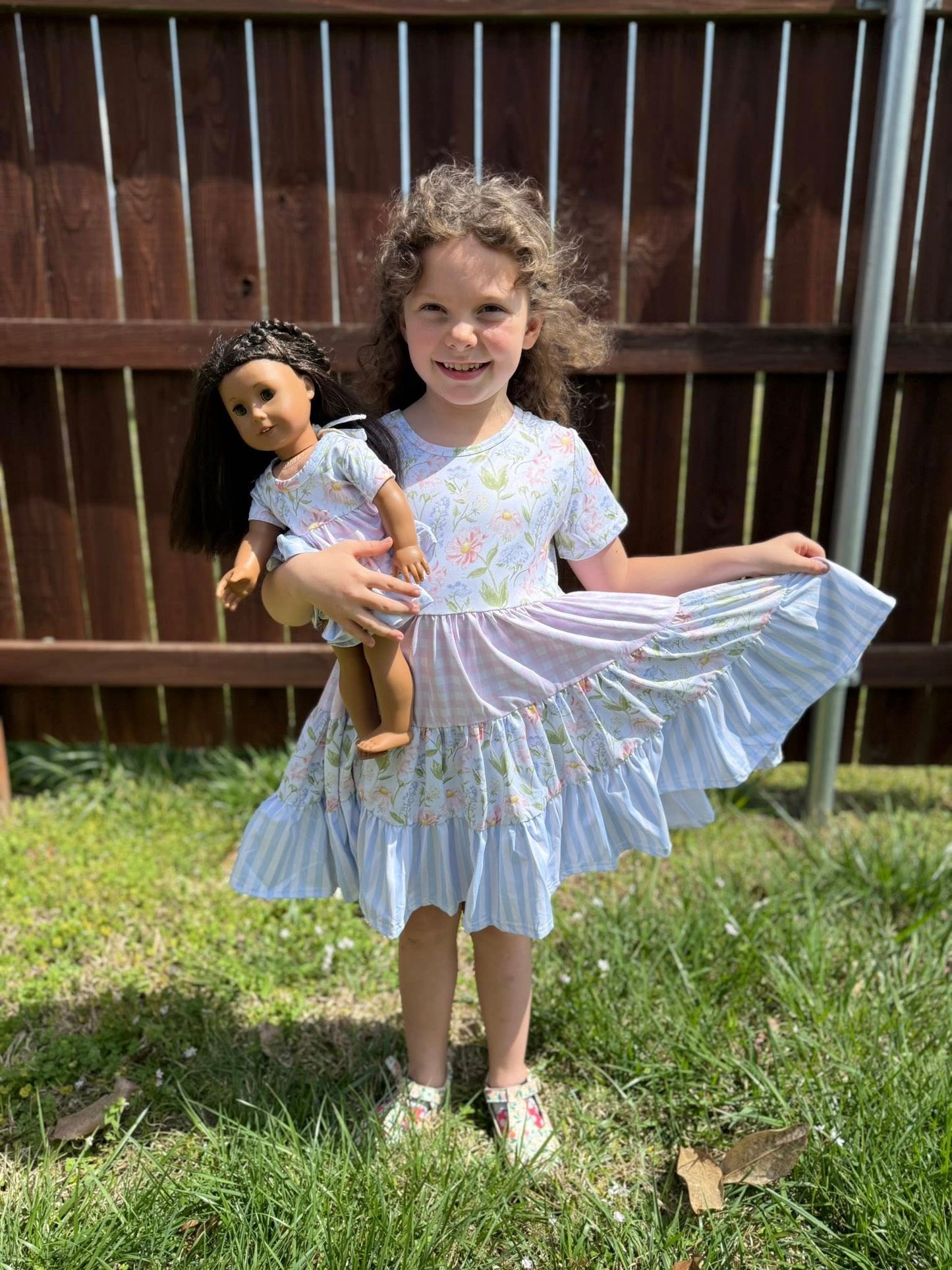 DOLL easter 2025 bella twirl dress and button shorts set