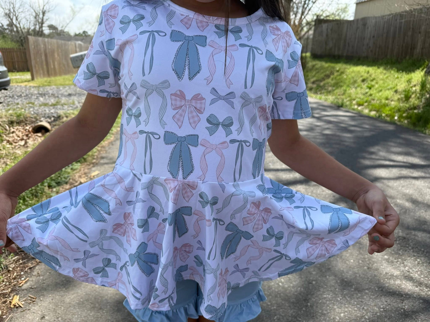 pastel spring bows twirl top