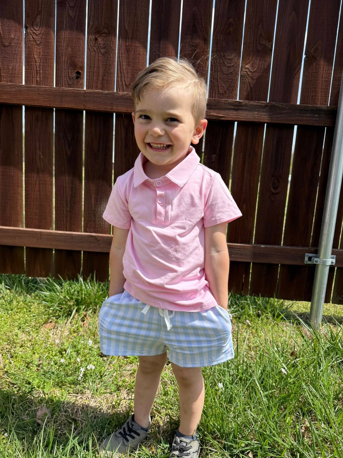 light blue stripes steele shorts