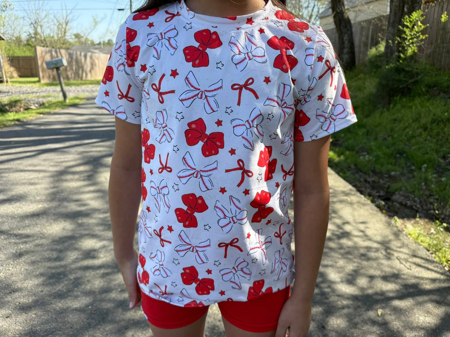 baseball bows oversized tee