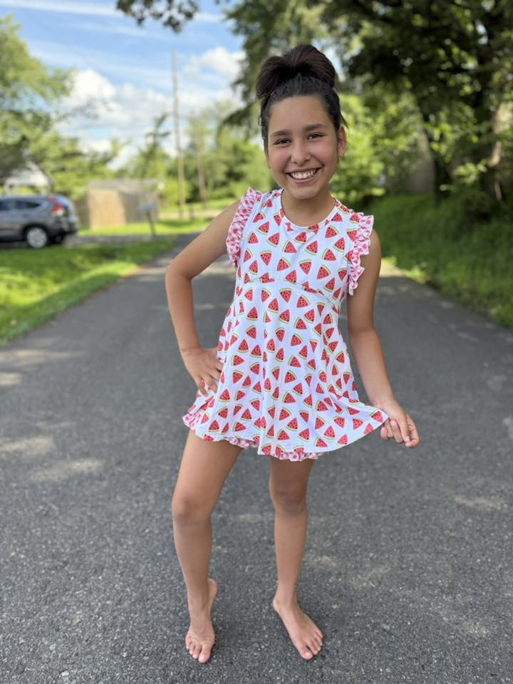 watermelon ruffle racorback allie top