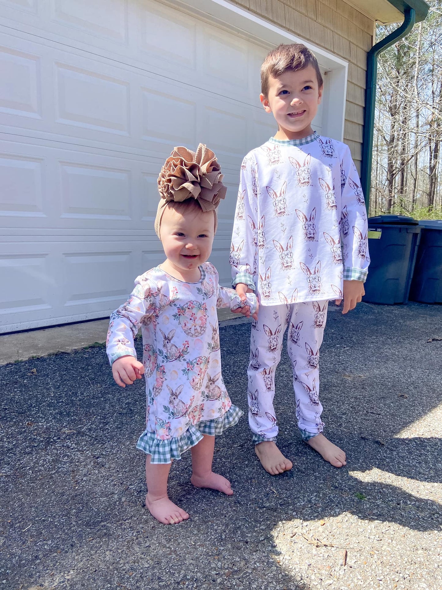 LS bunny with glasses jammies