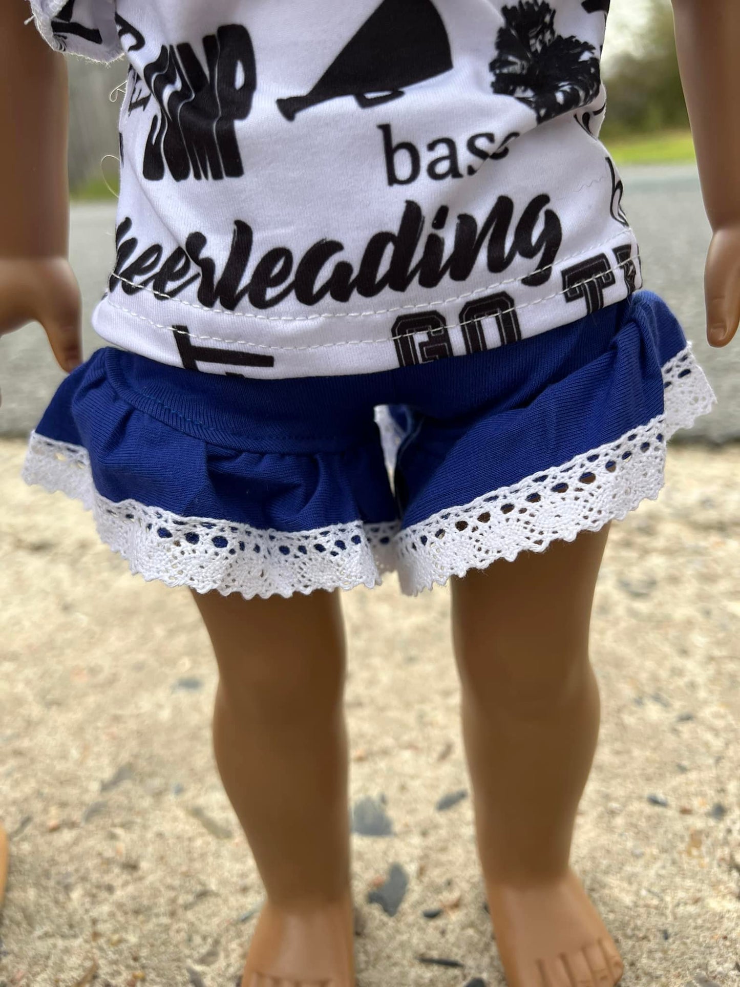 DOLL cheer flutter and royal blue shorties with lace