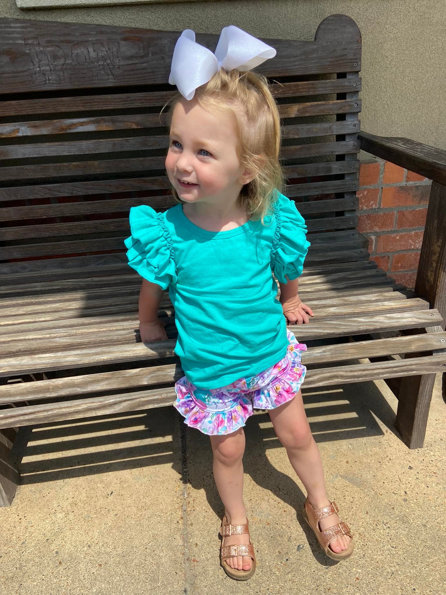 purple watercolor floral shorties