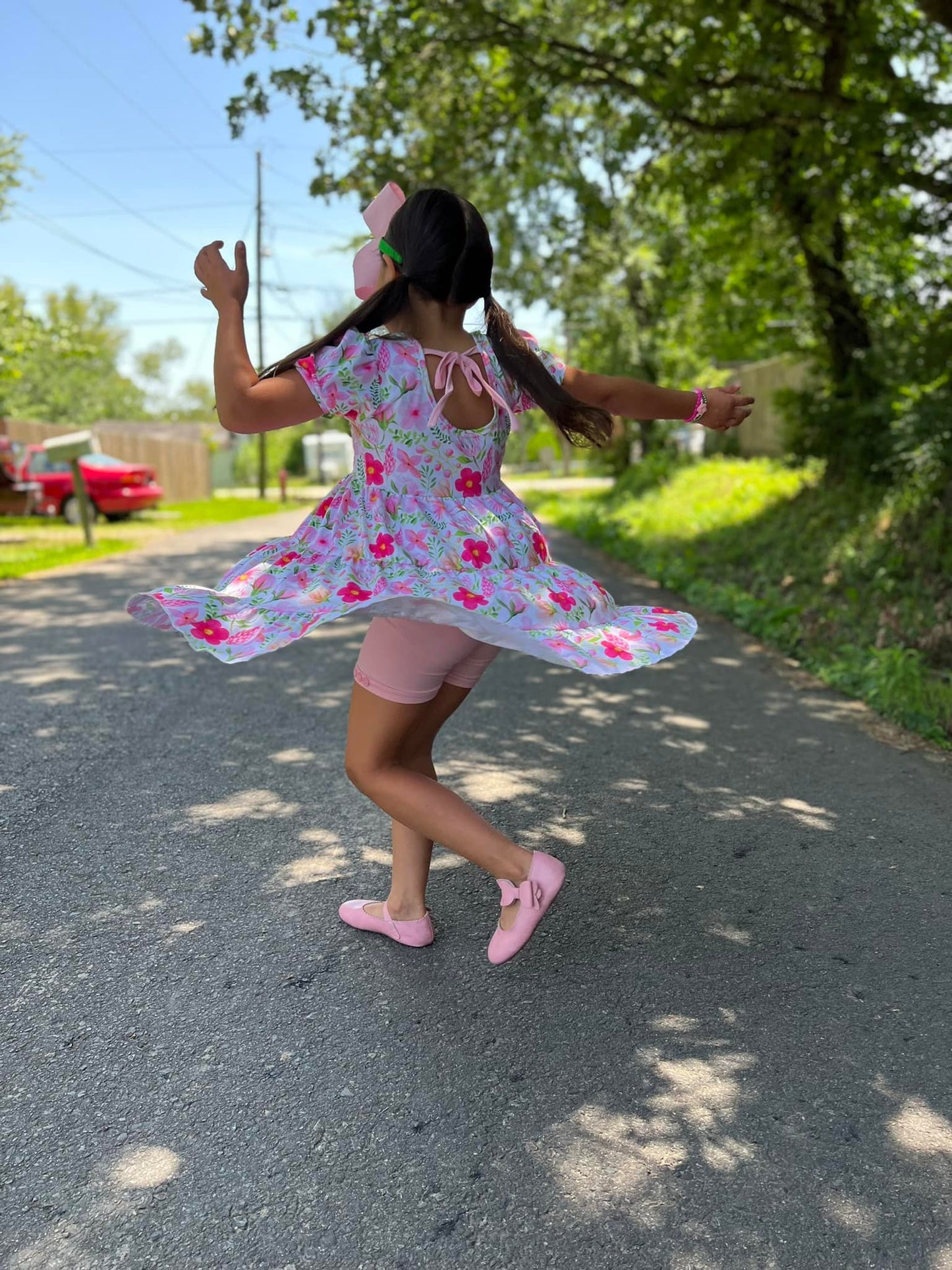 baby pink button shorts