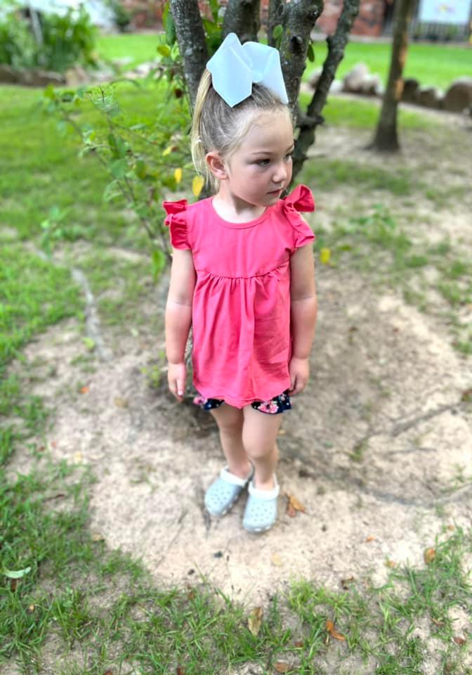Navy polka dot floral shorties