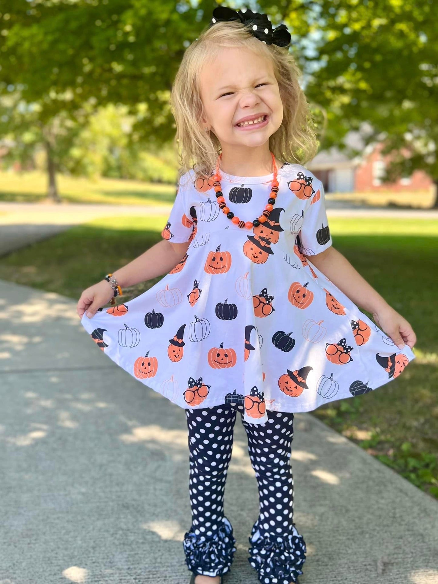 black polka dot icing pants