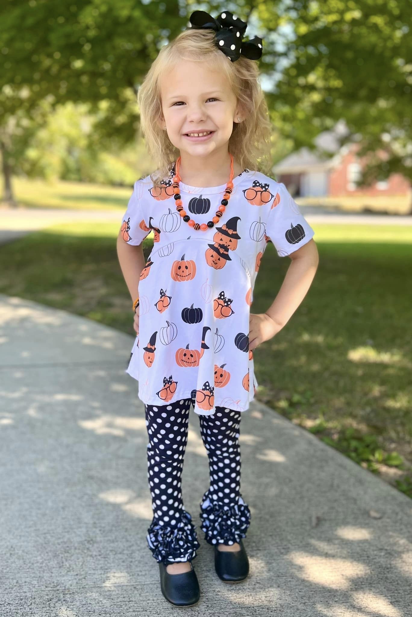 black polka dot icing pants
