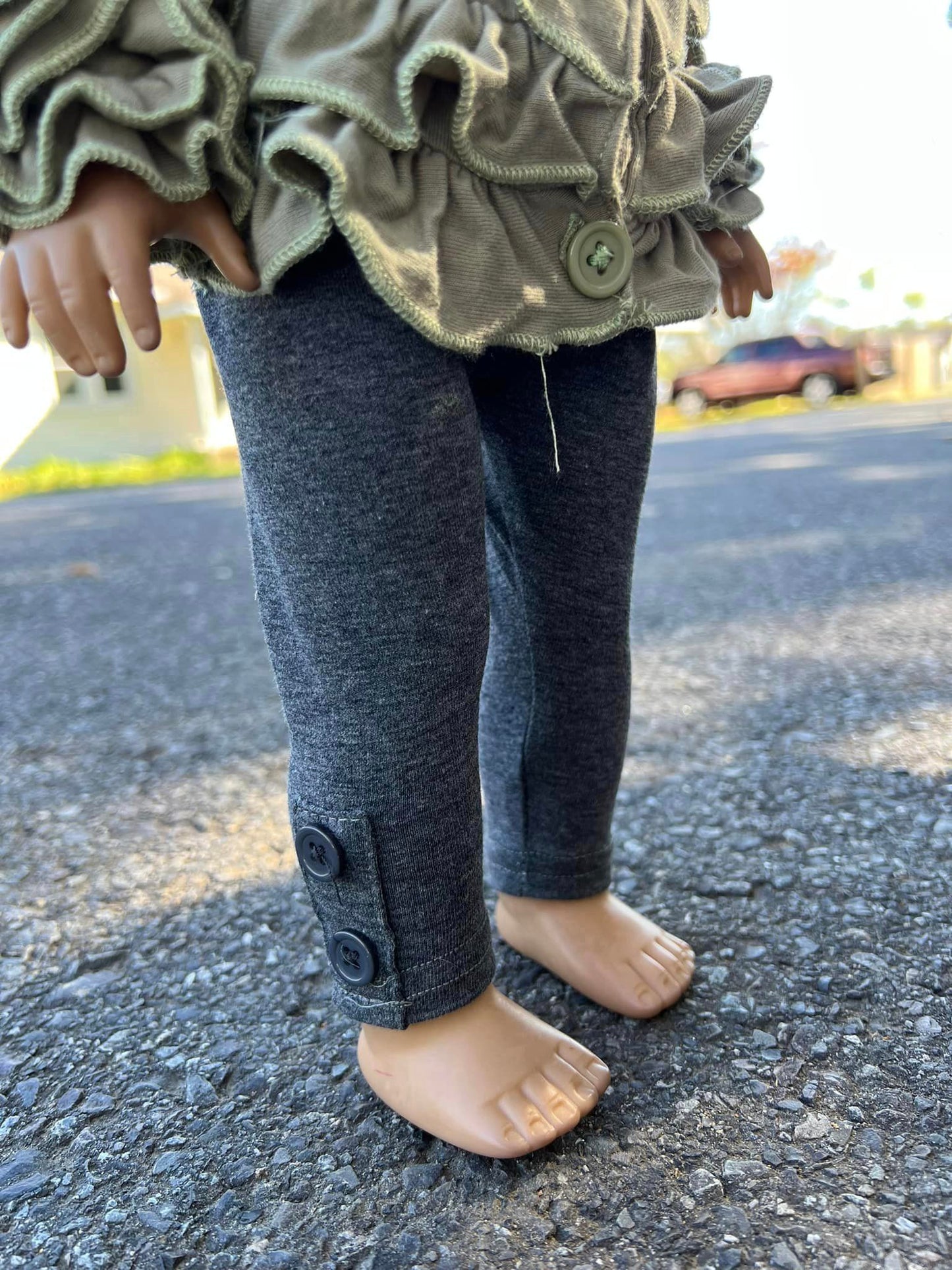 DOLL Heather grey button leggings