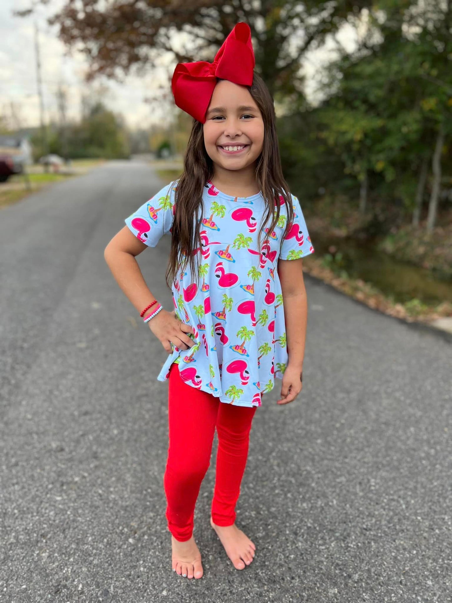red button leggings