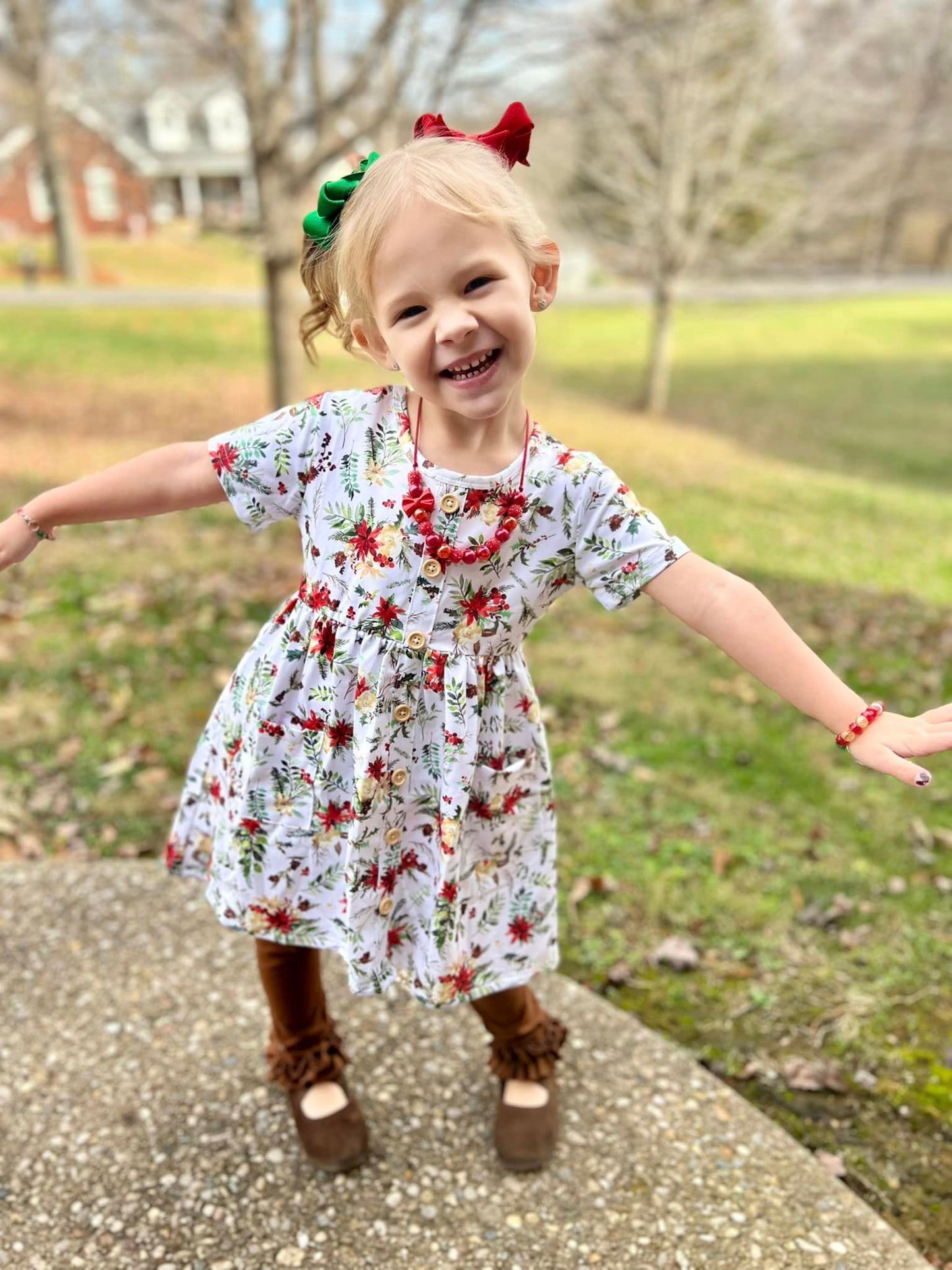 SS Christmas floral tinsley dress
