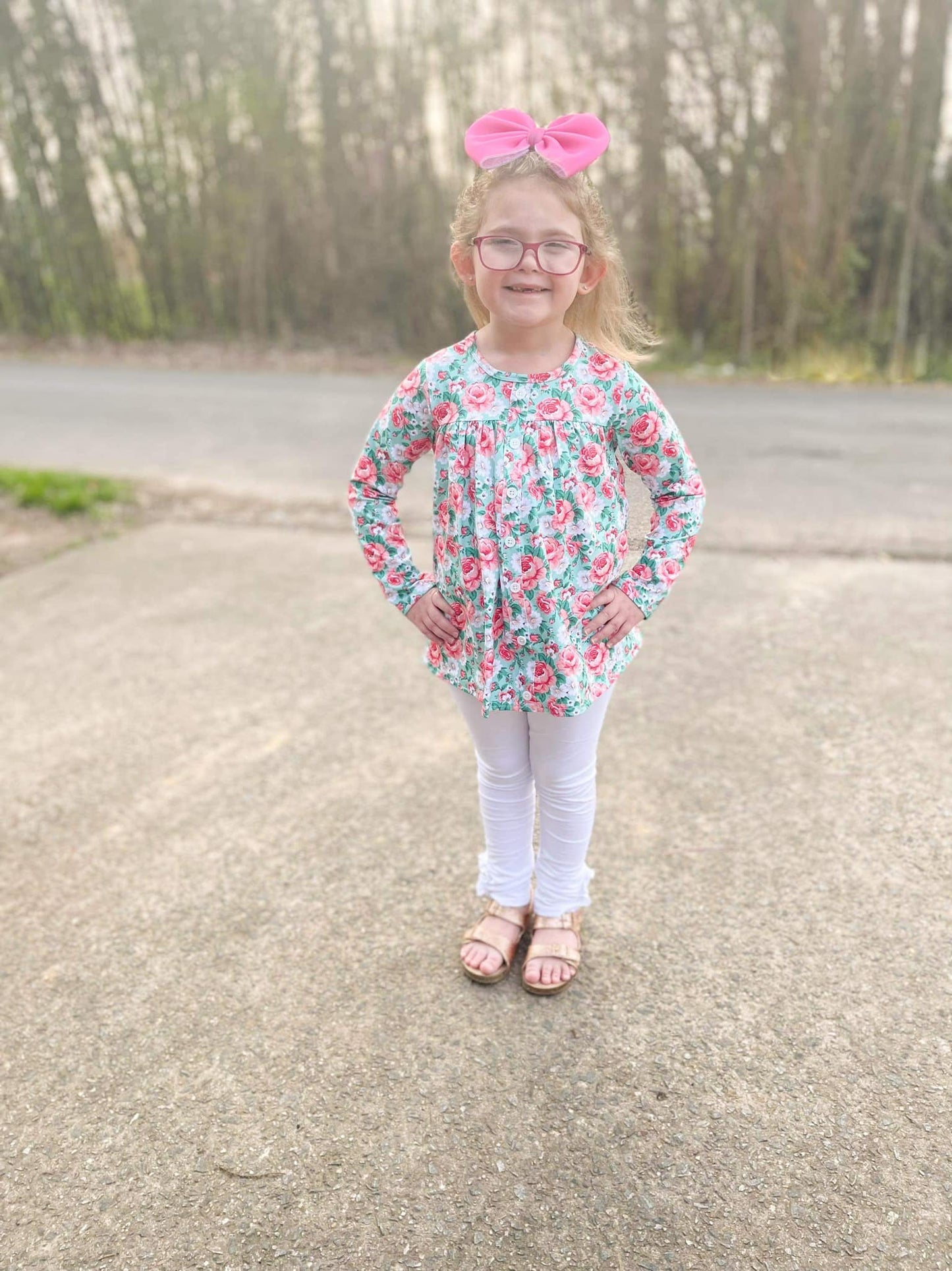 LS Dakota floral tinsley top