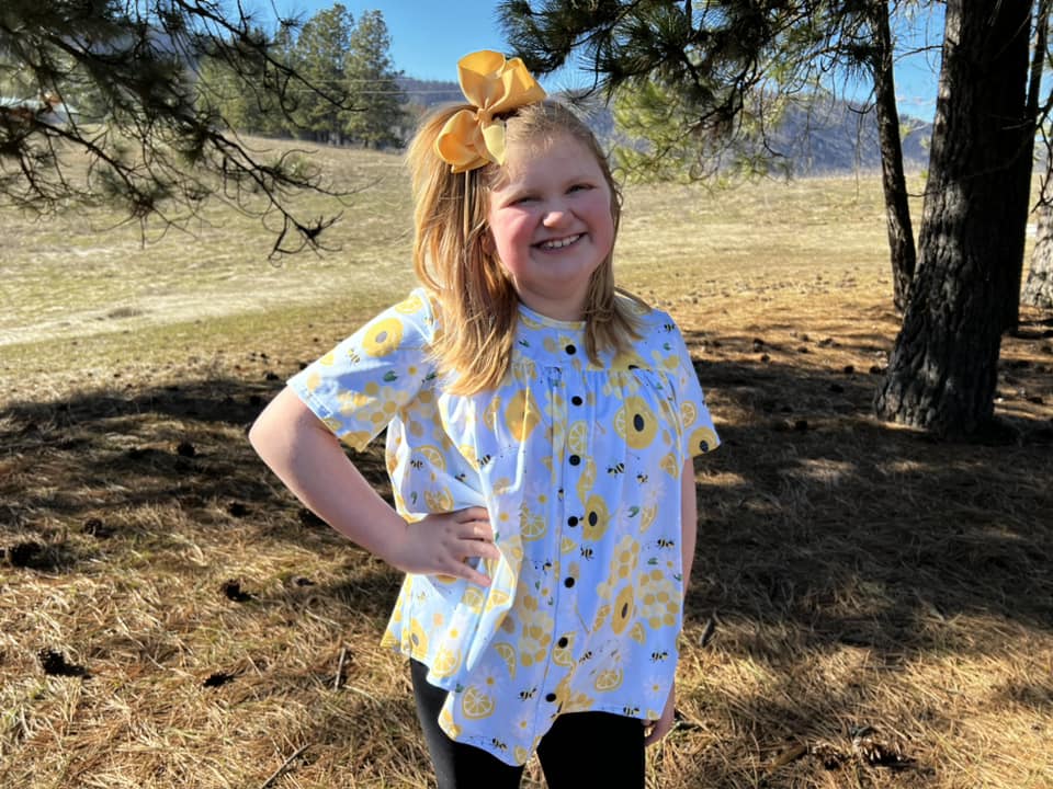 Mama Small honeybee tinsley top and extra wide black bells