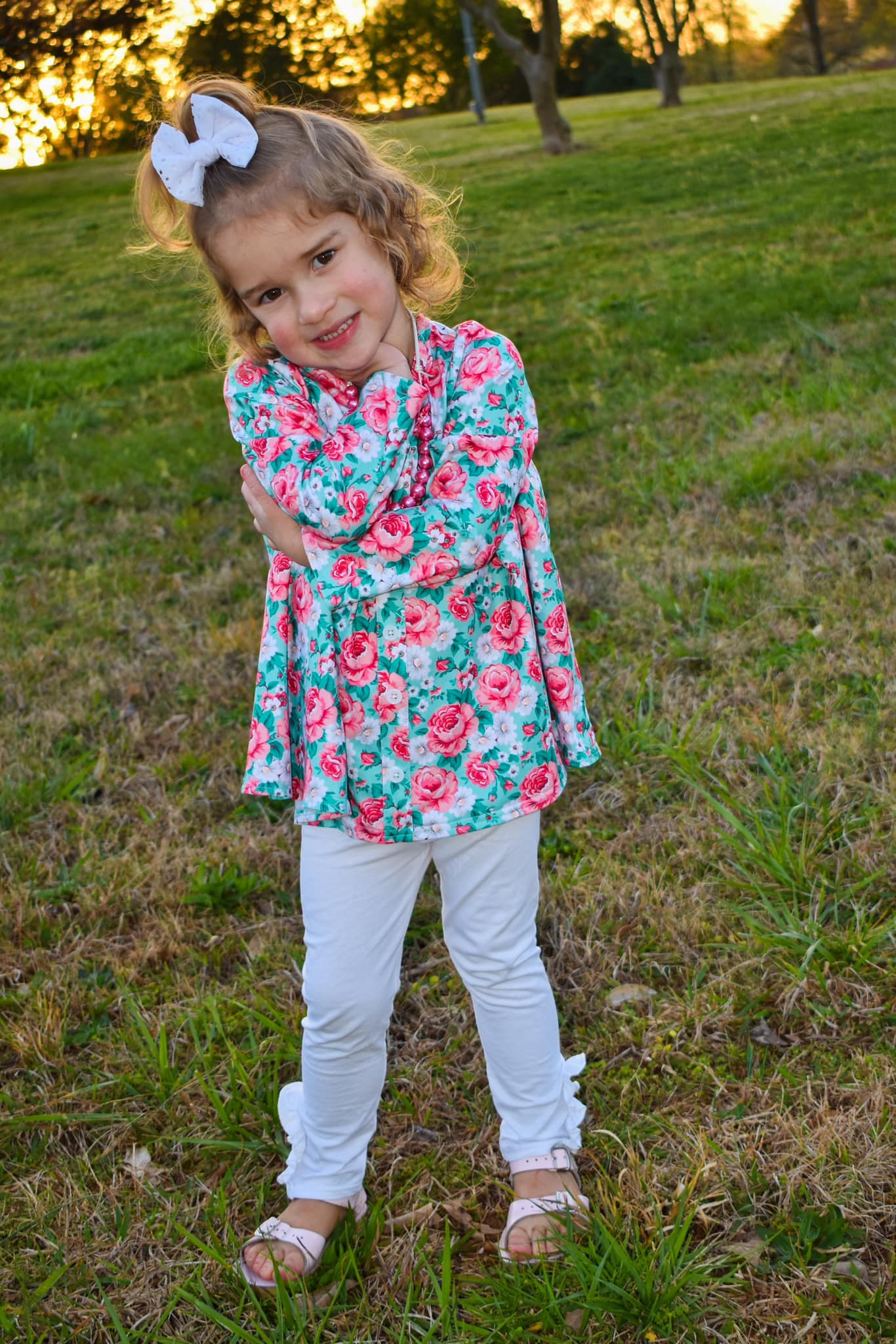 LS Dakota floral tinsley top