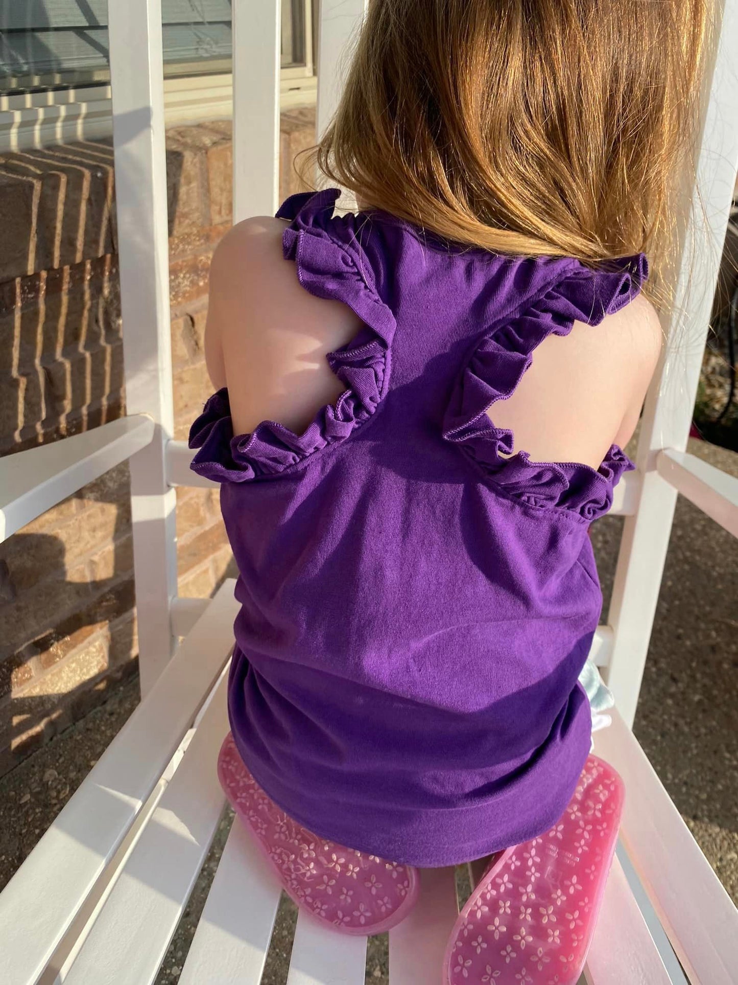 violet ruffle racerback tank