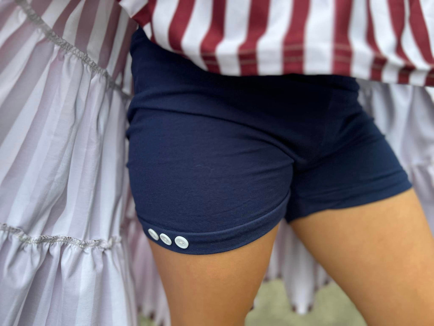 Navy button shorts